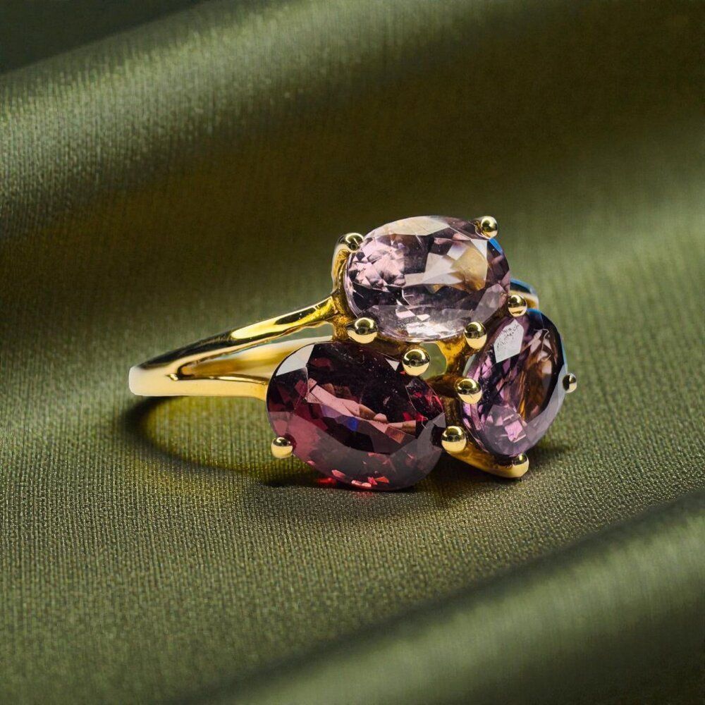 RARE- 10K Gold Natural Indian Garnet Ring -Purple Rhodolite -Size 7.25- 2.5CTTW - Picture 9 of 17